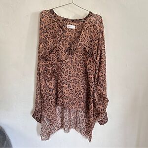 Faith Connexion Leopard Silk Tunic Blouse – 100% Silk, Size M, Made in Italy